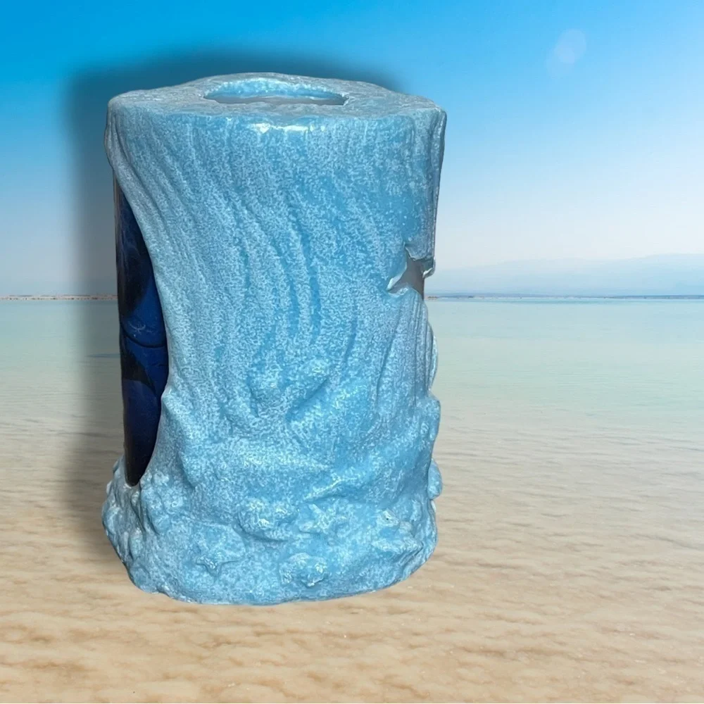 Christian Riese Lassen vintage Glow Dolphins   Candle Turq /Aqua Blue Yr 2000